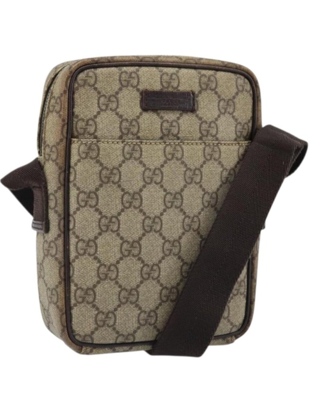 GUCCI GG Supreme Shoulder Bag PVC Beige Silver 122754